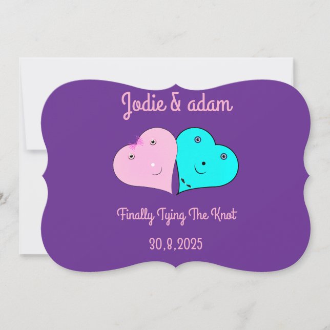 mr & mrs hearts  invitation (Front)