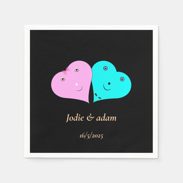  mr & mrs hearts napkins (Front)