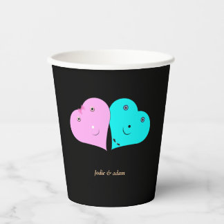  mr & mrs hearts paper cups