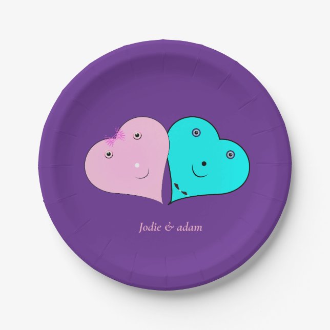  mr & mrs hearts paper plates (Front)