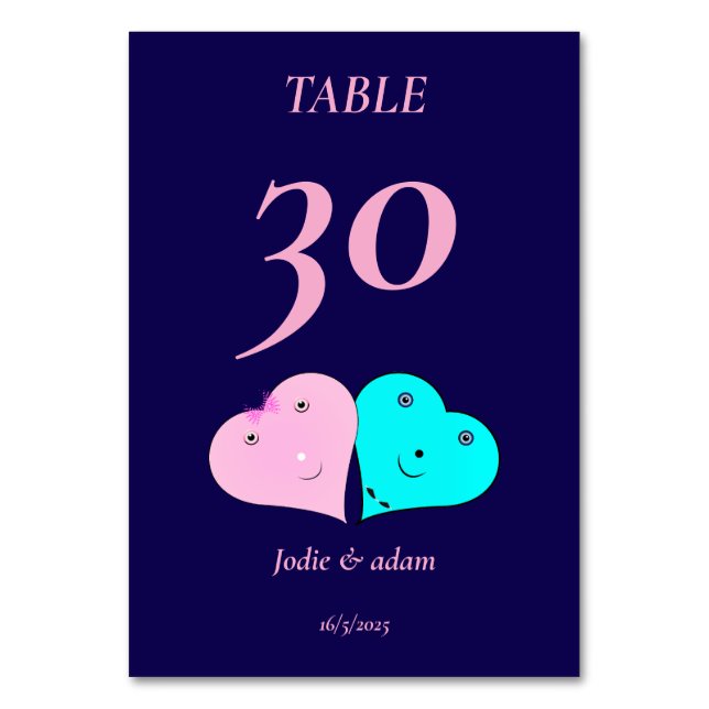  mr & mrs hearts table number (Front)