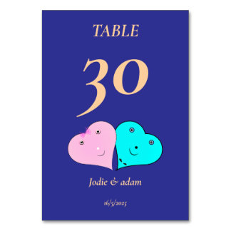  mr & mrs hearts table number