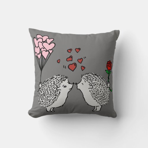 Mr  Mrs Hedgehog Celebrate Valentines Day Throw Pillow