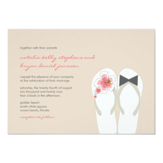 Mr & Mrs Hibiscus Flip Flops Beach Wedding Invite