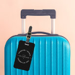 Mr mrs honeymoon black white newlyweds luggage tag<br><div class="desc">Black background,  white text.  Mr mrs and a heart.
Personalize and add your names.
Back: Add your contact information</div>