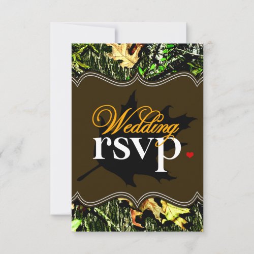 Mr &amp; Mrs Hunting Camo Brown Wedding RSVP Cards