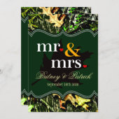 Mr & Mrs Hunting Camo Green Wedding Invitations (Front/Back)