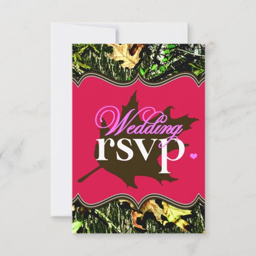 Mr  Mrs Hunting Camo Hot Pink Wedding RSVP Cards