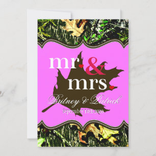 Mr & Mrs Hunting Camo Pink Wedding Invitations