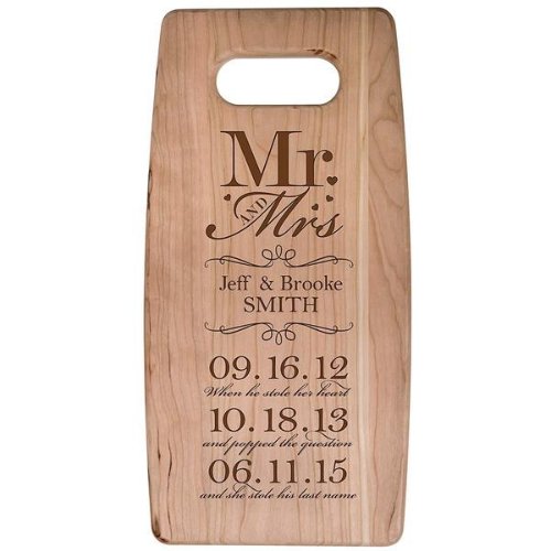 Mr  Mrs Important Dates Cherry Wood Cutting Board