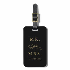 Mr. & Mrs. in Black & Gold | Luggage Tag