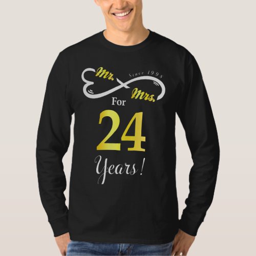 Mr Mrs Infinite Love Married Anniversary 24 Years  T_Shirt