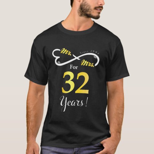 Mr Mrs Infinite Love Married Anniversary 32 Years T_Shirt