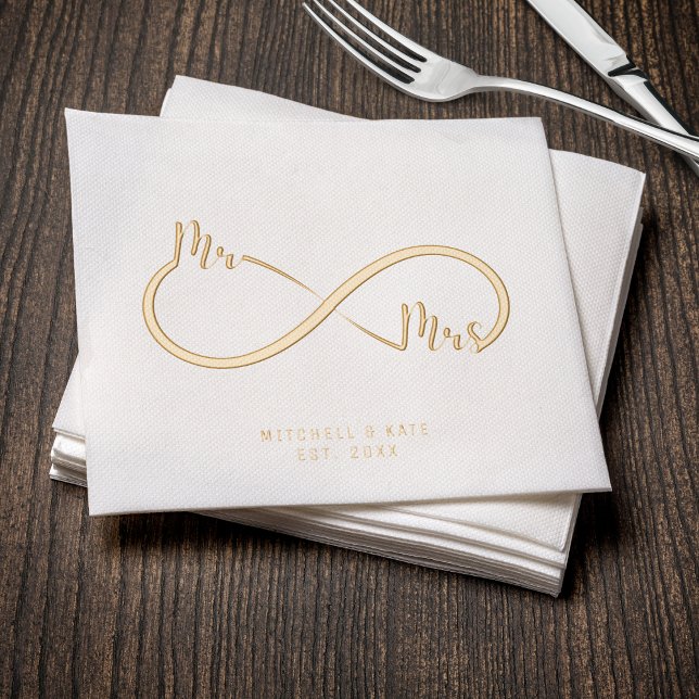 Mr. & Mrs. Infinity Symbol Wedding Gold Foil Napkins (Mr. & Mrs. Infinity Symbol Wedding Gold Foil Napkins
)