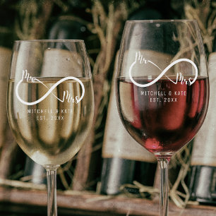 Mr & Mrs Infinity Symbol Wedding Wine Glass