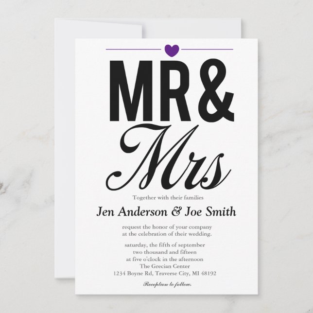 Mr & Mrs Invitations | Weddings (Front)