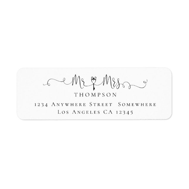 Mr Mrs Key Symbol Script Return Name Address Label (Front)