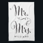 Mr. & Mrs. kitchen towel<br><div class="desc">This modern kitchen towel features a script Mr. & Mrs. graphic and can be customized with a name.</div>