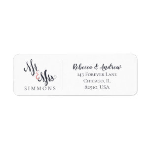Mr & Mrs Last Name Calligraphy Wedding Married Label