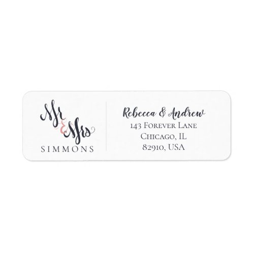 Mr  Mrs Last Name Calligraphy Wedding Married Label