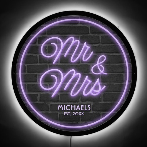 Mr  Mrs Last Name Date Lilac ID972 LED Sign