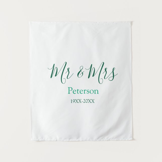 Mr & Mrs last name married year wedding engagement Tapestry (Front)