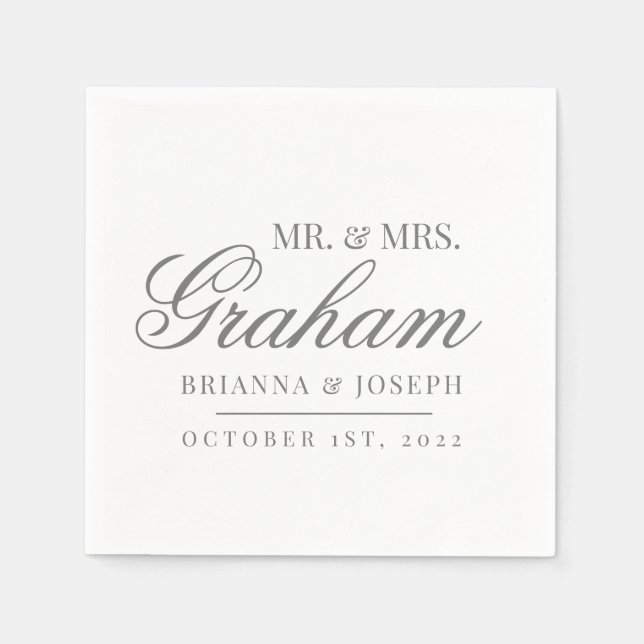 Mr. & Mrs. Last Name Wedding Napkins (Front)