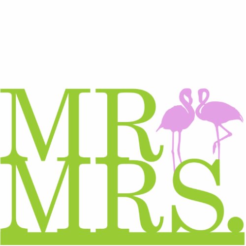 Mr  Mrs Lime  Lavender Flamingos Cake Topper Statuette