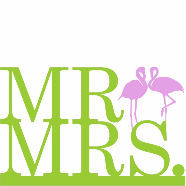 Mr & Mrs Lime & Lavender Flamingos Cake Topper Statuette (Front)