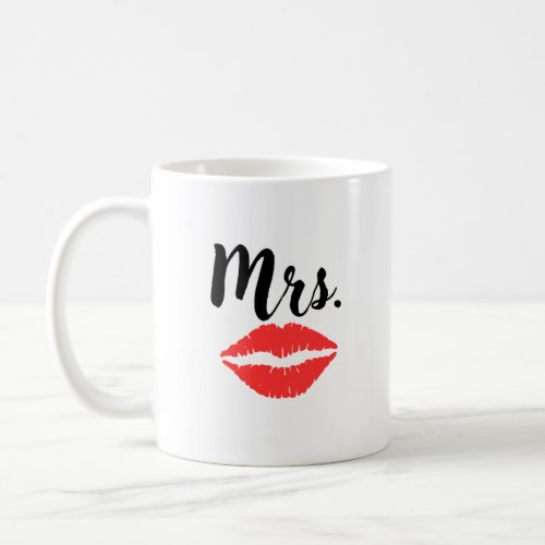 Mr  Mrs Lips  Mustache Couple Coffee Mug