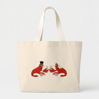 Mr. & Mrs. Lobster Large Tote Bag by Crushtoondesigns at Zazzle