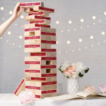 Mr. & Mrs. Magenta Wedding Game Topple Tower