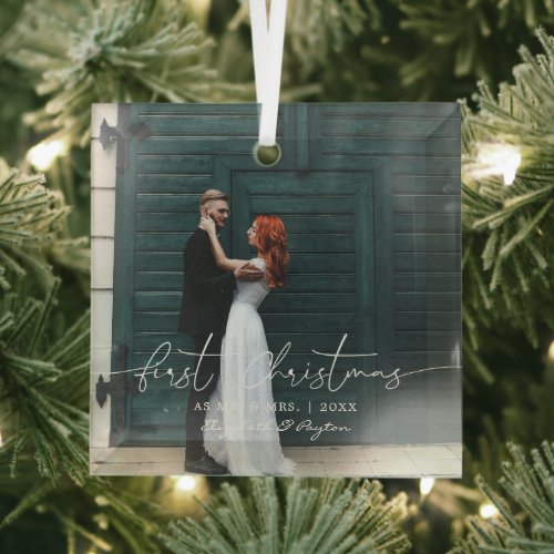 Mr  Mrs  Married First Christmas Ornament