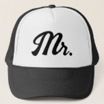 Mr & Mrs matching Trucker Hats for newlywed couple<br><div class="desc">Mr & Mrs matching Trucker Hats for newlywed couple. Custom baseball cap with script typography. Stylish hand lettering design. Available in different colors. Add your own surname optionally. Fun wedding gift idea for married friends and family.</div>
