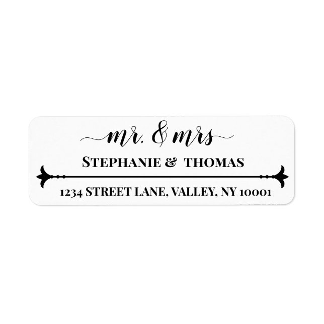 Mr. & Mrs. | Minimal Bride & Groom  Label (Front)