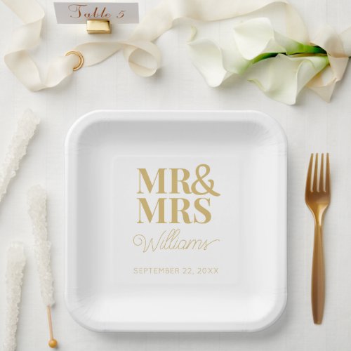 Mr  Mrs Minimal Simple Modern Disposable Paper Plates