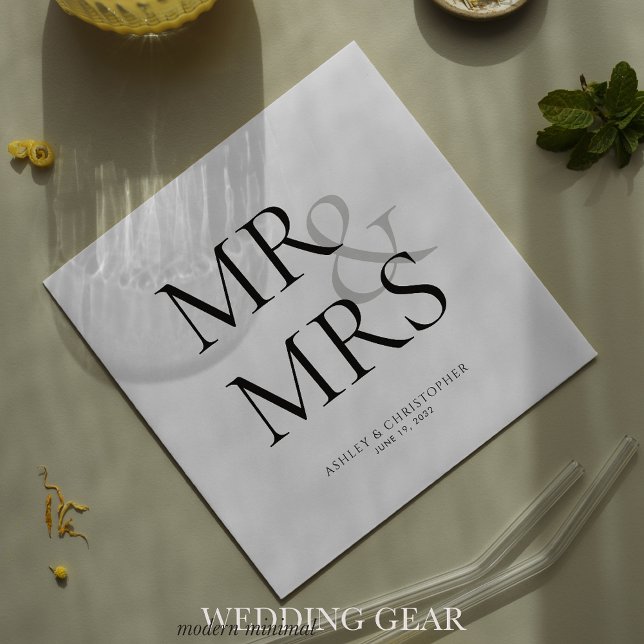 MR&MRS Minimal Typographic Cocktail Napkins (Creator Uploaded)