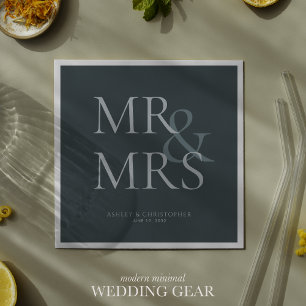 MR&MRS Minimal Typographic Space Gray Cocktail Napkins