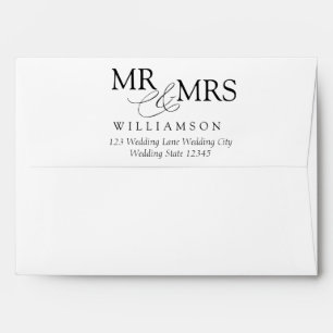 Mr & Mrs Modern Black White Wedding Return Address Envelope