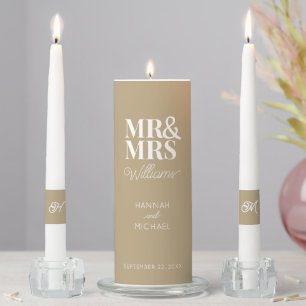 Mr Mrs Modern Elegant Wedding Unity Candle Set