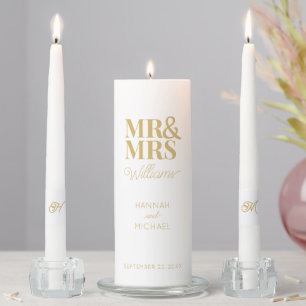 Mr Mrs Modern Elegant Wedding Unity Candle Set