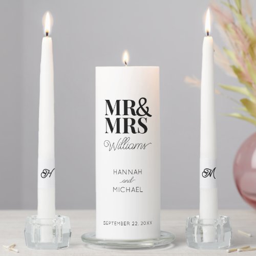 Mr Mrs Modern Elegant Wedding Unity Candle Set