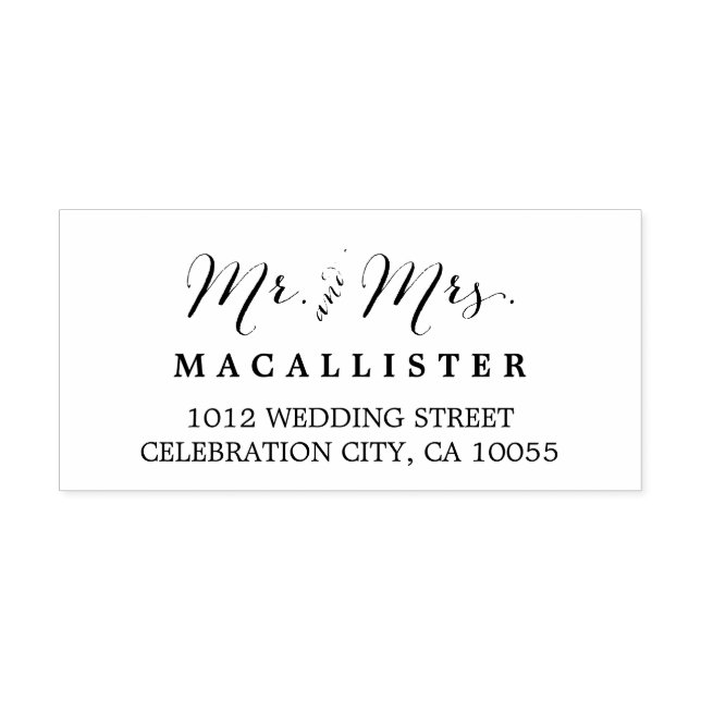 Mr & Mrs Modern Script Wedding Self Inking Stamp (Design)