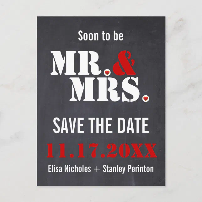 Mr. & Mrs. Modern typography wedding Save the Date Announcement ...