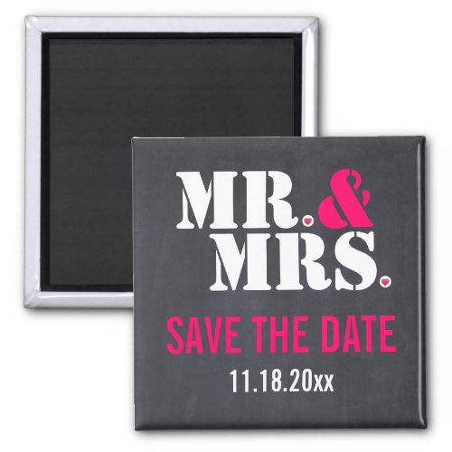 Mr  Mrs Modern typography wedding Save the Date Magnet