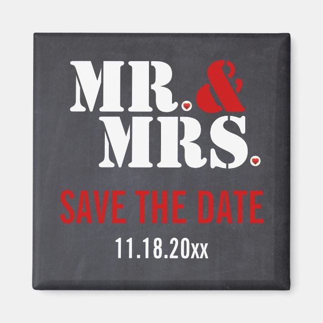 Mr. & Mrs. Modern typography wedding Save the Date Magnet (Front)