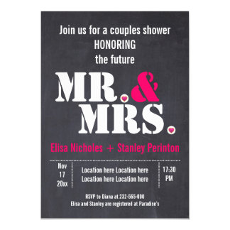 Mr. & Mrs. Modern typography wedding shower Card