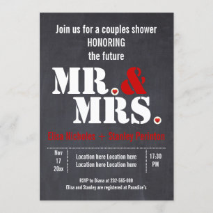 Mr. & Mrs. Modern typography wedding shower Invitation
