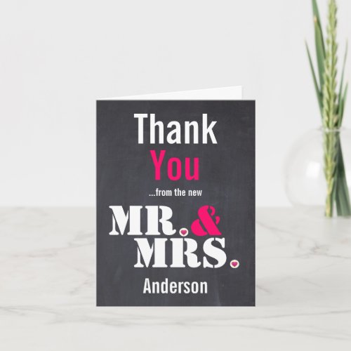 Mr  Mrs Modern typography wedding Thank you