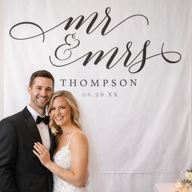 Mr & Mrs Modern Wedding Backdrop Banner (Creator Uploaded)